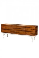 Ginger High Gloss Wooden Sideboard With Onyx Top 220cm