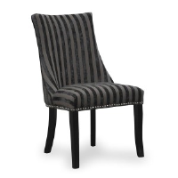 Gloria Striped Charcoal Grey Fabric Dining Chair