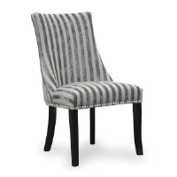 Gloria Striped Mink Grey Fabric Dining Chair
