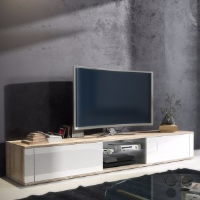 Graham White High Gloss And Oak TV Stand 140cm