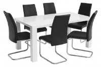 Hannah 6 Seater White High Gloss Dining Table With 6 Black Chairs