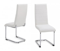 Harley High Back White Leather Dining Chair