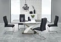 Harmony White And Black Glass Extending Dining Table 160-220cm