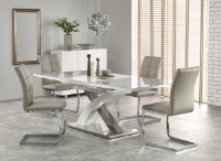 Harmony White And Grey Glass Extending Dining Table 160-220cm