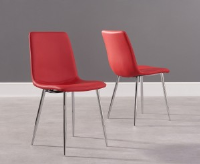 Helen Red Leather And Chrome Dining Chair