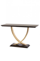 Hudson High Gloss Brown And Gold Leaf Console Table 150cm