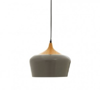 Josie Natural Wood and Grey Metal Finish Pendant Ceiling Light