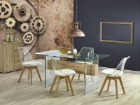 Jude Clear Glass And Sonoma Oak Dining Table 150cm