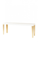 Karson Wide High Gloss Cream And Gold Leaf Console Table 200cm
