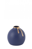 Kasha Gold And Cobalt Blue Ceramic Vase