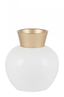 Keely Large White Ceramic Vase With High Gloss Gold Neck