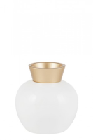 Keely White Ceramic Vase With High Gloss Gold Neck