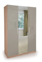Kenzy Gloss Grey & Oak 3 Door Wardrobe With Mirror