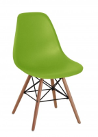 Leema Green Plastic Dining Chair With Wooden Legs