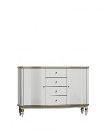 Luxor High Gloss White With Gold Painted Trim Tall Sideboard