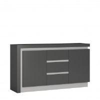 Lyon Platinum And Grey Gloss Sideboard 2 Door 3 Drawer Sideboard