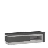 Lyon Platinum Grey Gloss TV Stand With Open Display 130cm