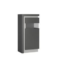 Lyon Platinum Grey Narrow Low Space Saving Display Cabinet RH Or LH