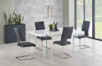 Mauro Glossy White and Glass Dining Table 160cm