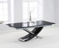Maximino Large Black Glass Extending Dining Table 210-300cm