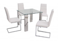McKenzie Glass And Stainless Steel Dining Table 90cm or 140cm