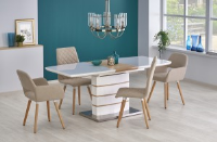 Megan White Gloss And Golden Oak Extending Dining Table 140-180cm