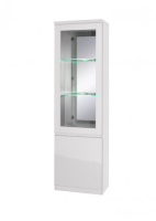 Megan White Gloss Narrow Display Cabinet With LED