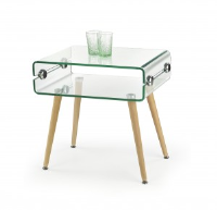 Mindy Clear Glass And Beech Side Table 55cm