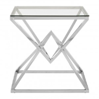 Monroe Clear Glass And Stainless Steel Square End Table