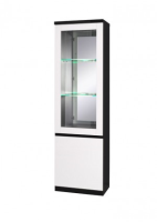 Morris White And Black Gloss Narrow Display Cabinet With LED