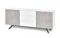 Neive High Gloss White With Grey Concrete Effect  Large Sideboard