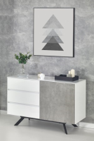 Neive High Gloss White With Grey Concrete Effect Small Sideboard