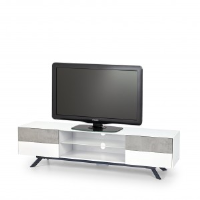 Neive High Gloss White With Grey Concrete Effect TV Unit 180cm