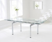 Newark Clear Glass And Chrome Extending Table 140-200cm