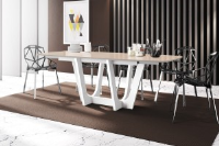 Noble White Gloss Extendable Dining Table-Cappuccino Top 140cm