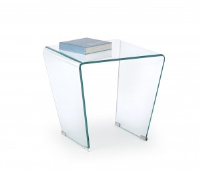 Olly Clear Glass Side Table With Angled Legs 50cm