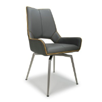 Parker Gracious Grey Leather Swivel Dining Chair