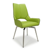 Parker Gratifying Green Leather Swivel Dining Chair