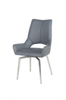 Parker Grey Leather Swivel Dining Chair