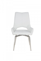 Parker White Leather Swivel Dining Chair