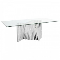 Patricia Glass And Stainless Steel Dining Table 200cm