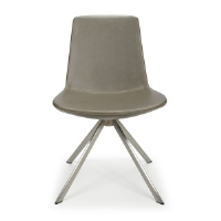 Pedro Antiqued Grey Leather Dining Chair