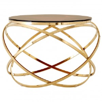 Peru Red Glass And Gold Side Table
