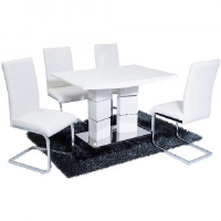 Raphaela 120cm Small White High Gloss Dining Table-Optional Chairs