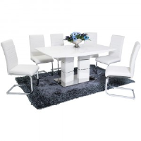Raphaela 160cm Small White High Gloss Dining Table-Optional Chairs