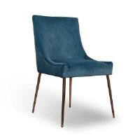 Raspucia Blue Velvet Dining Chair With Rose Gold Legs