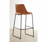 Roberto Soft Camel Faux Leather Bar Stool - Height 107cm