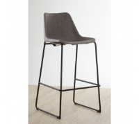Roberto Vintage Ash Faux Leather Bar Stool - Height 107cm