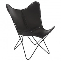 Rodeo Joe Black Leather Butterfly Chairs