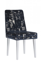 Ronan Blue Patterned Velvet Dining Chair With Silver Legs